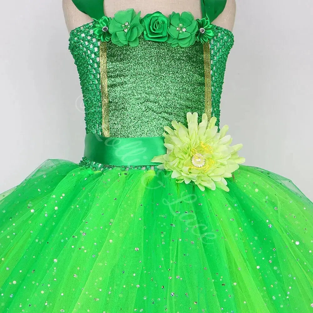 Tinker Bell's Enchanted Fairy Tutu Dress, Wings, Flower Headband & Magic Wand Set for Girls