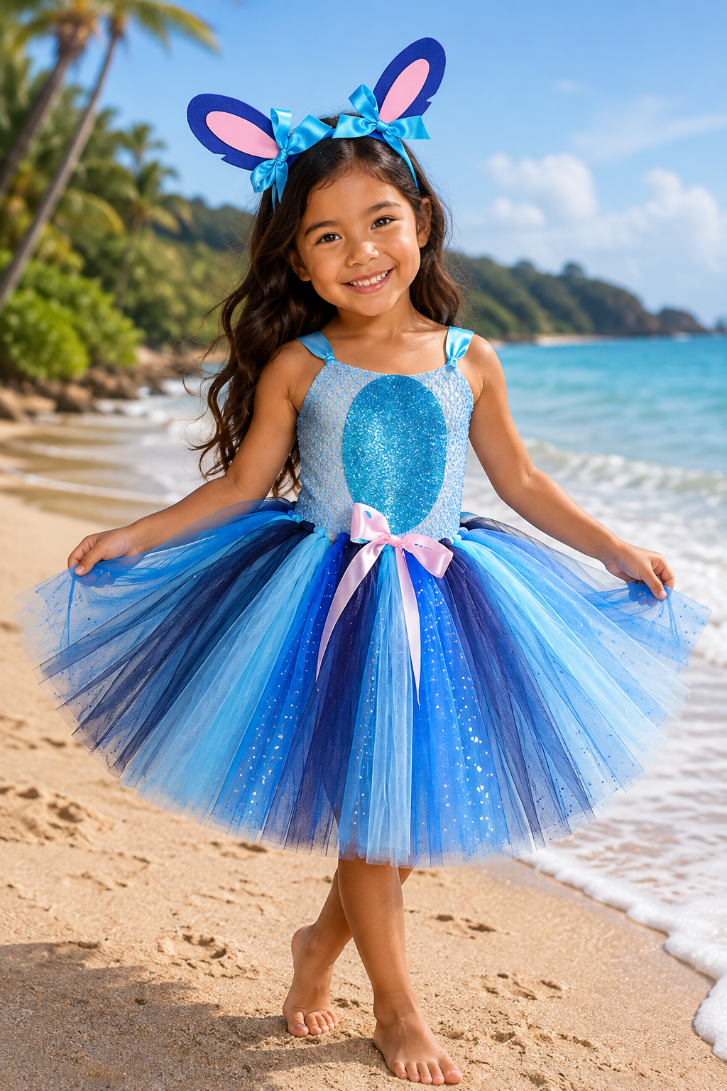 Stitch’s Galactic Sweetheart Tutu Dress & Big Ear Headband Set