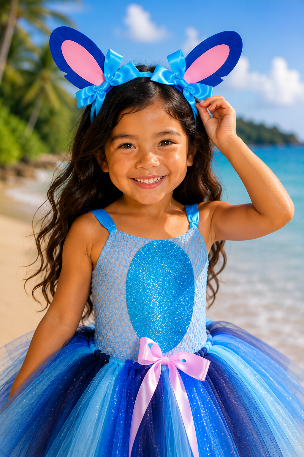 Stitch’s Galactic Sweetheart Tutu Dress & Big Ear Headband Set