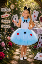 Alice's Wonderland Tea Party Tutu Dress & Bow Headband Set
