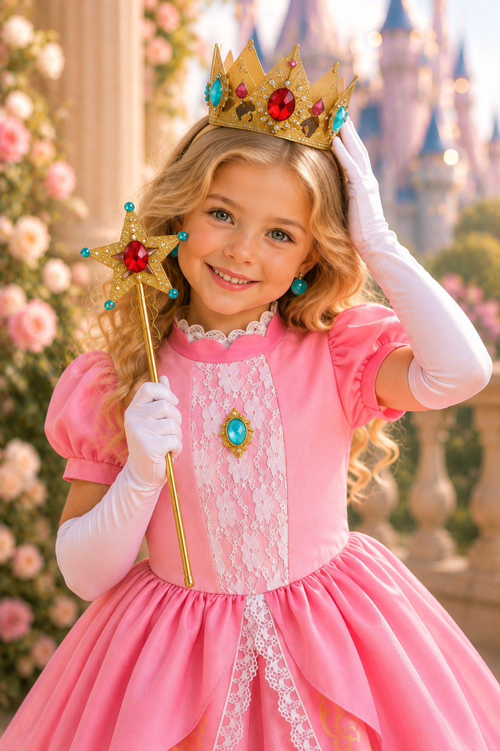 Princess Peach Royal Pink Princess Dress Costume & Accessory Set