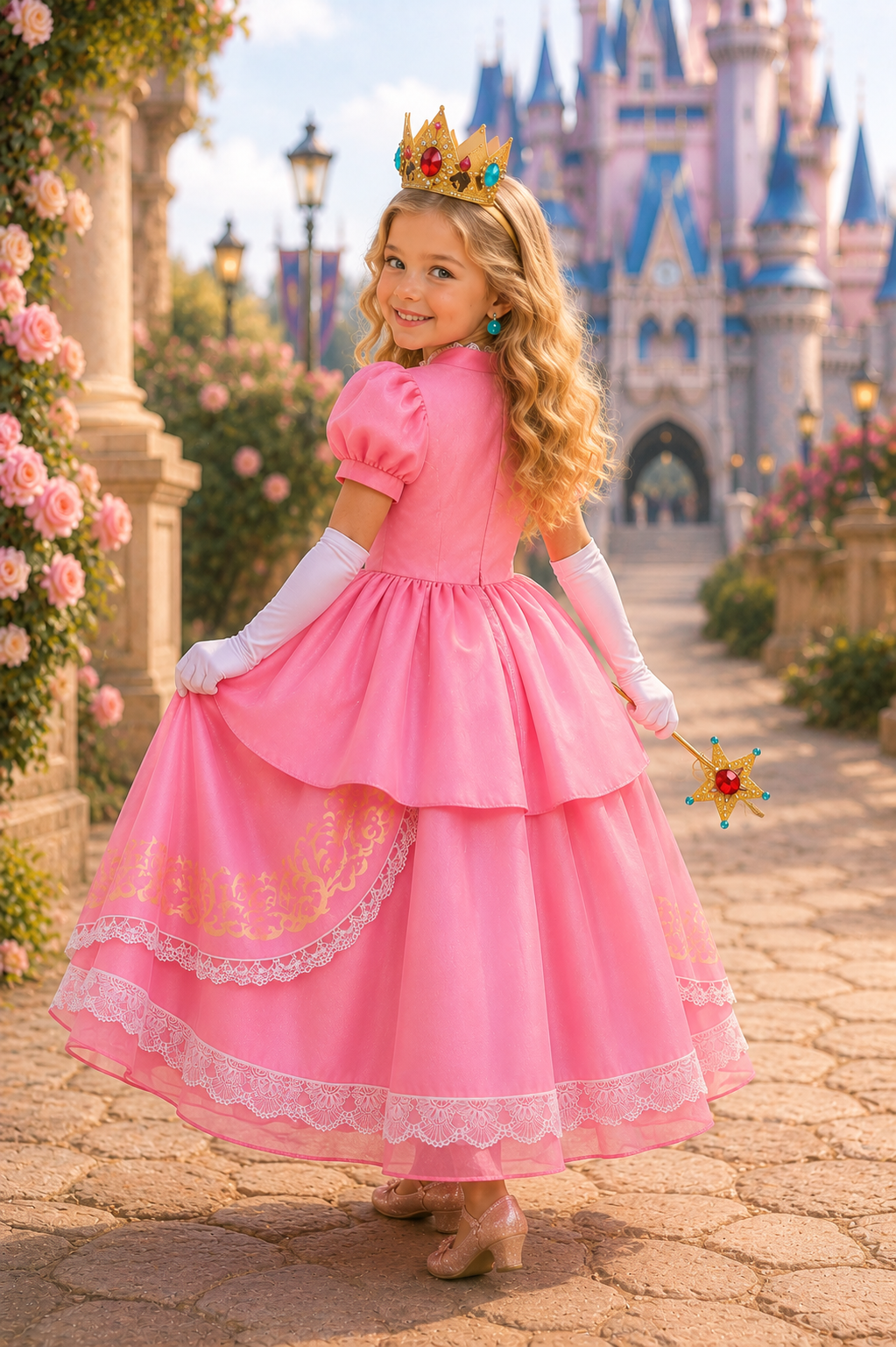 Princess Peach Royal Pink Princess Dress Costume & Accessory Set