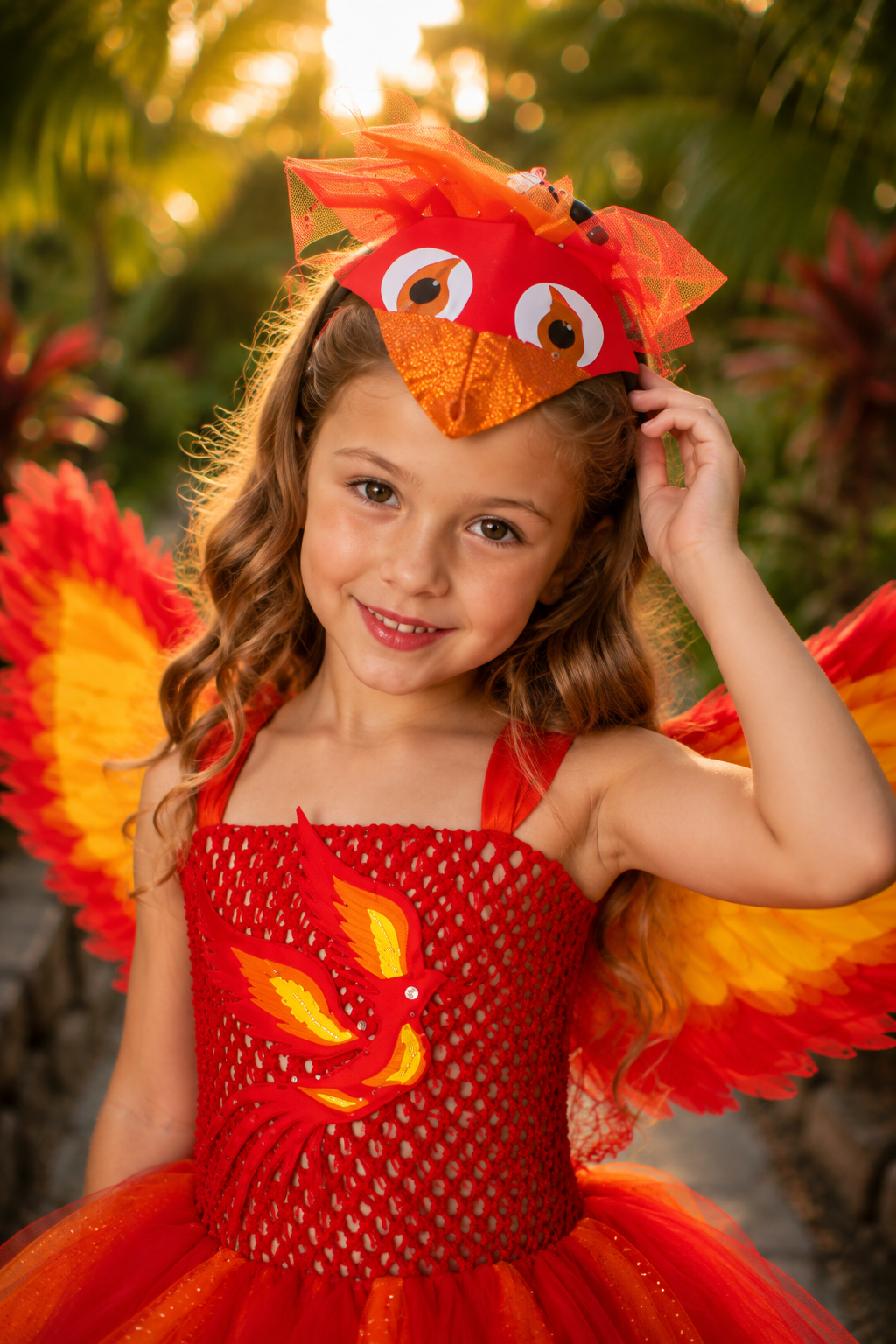 Fire Phoenix Rising Tutu Dress & Wings Costume Set