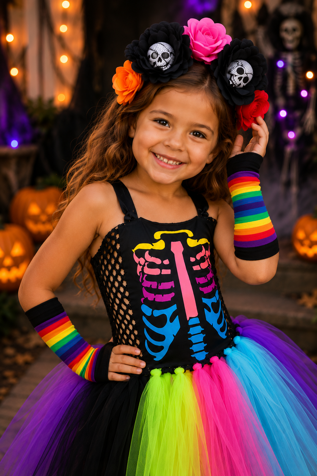 Rainbow Bones Skeleton Tutu Dress & Costume Set