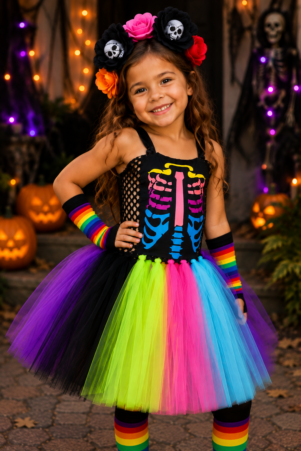 Rainbow Bones Skeleton Tutu Dress & Costume Set