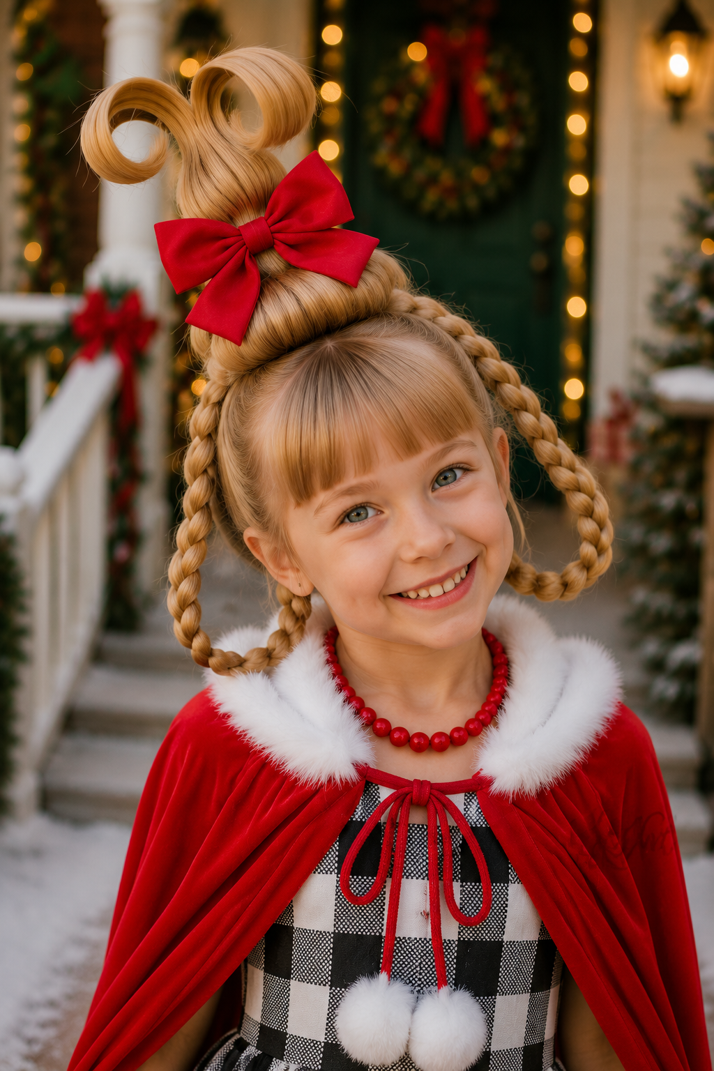 Cindy Lou’s Christmas Cheer Mommy & Me Dress, Cape & Accessory Set