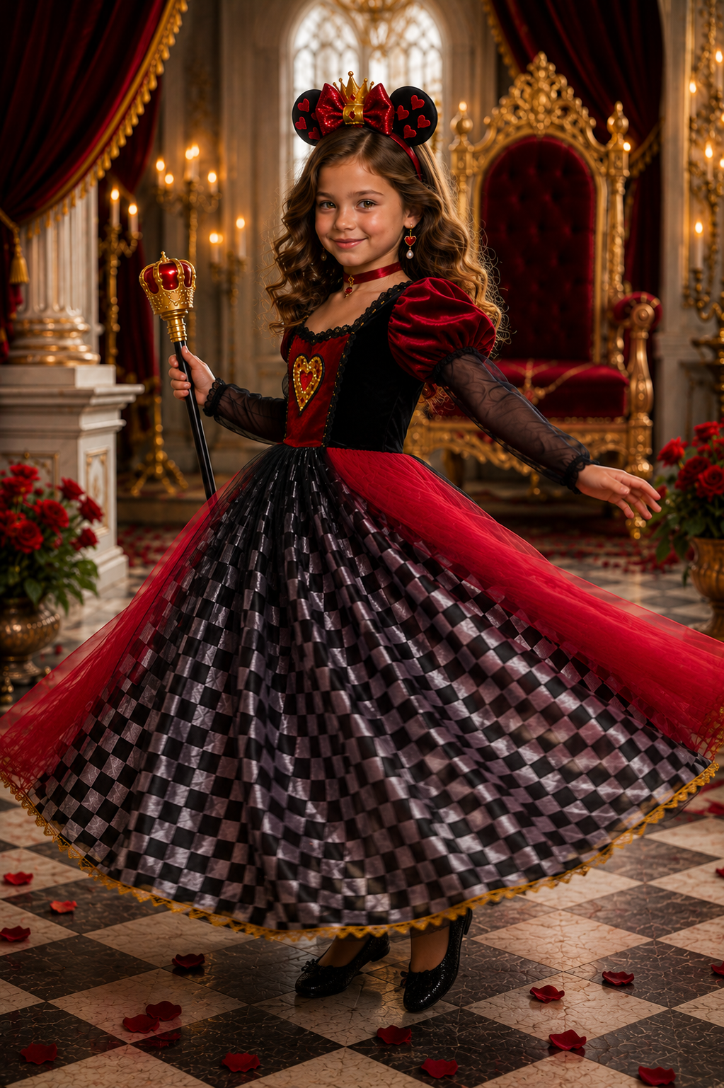 Queen of Hearts’ Royal Checkmate Tutu Dress & Accessory Set