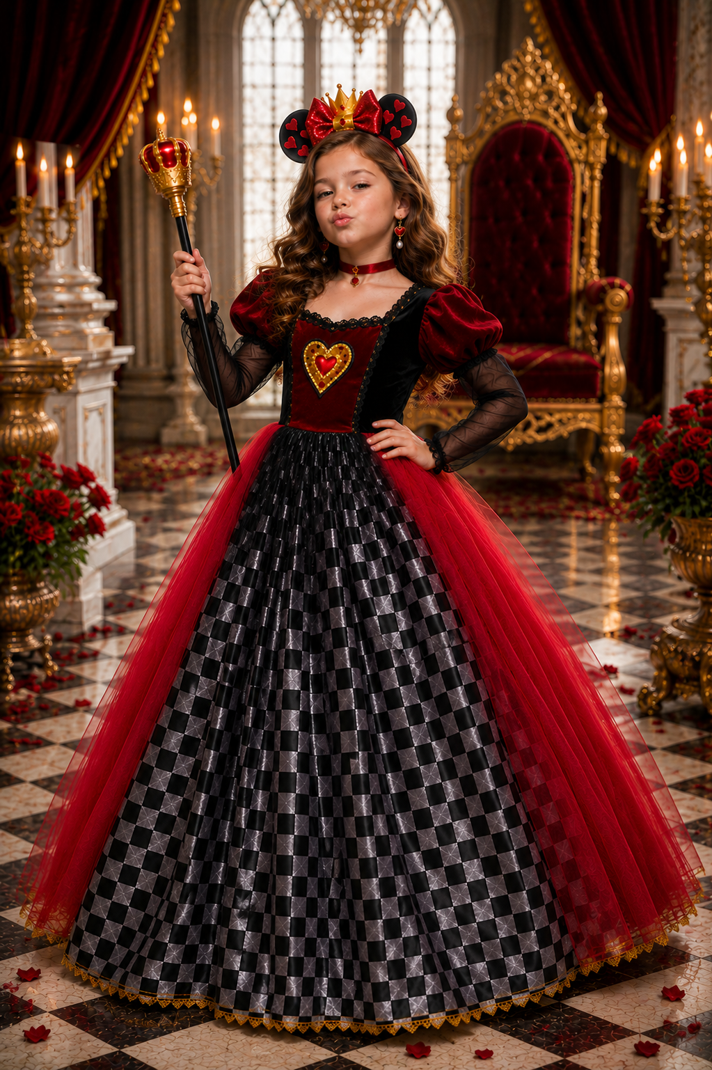 Queen of Hearts’ Royal Checkmate Tutu Dress & Accessory Set