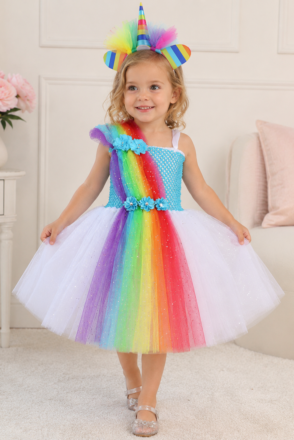 Rainbow Pony Magic Tutu Dress & Unicorn Headband Set