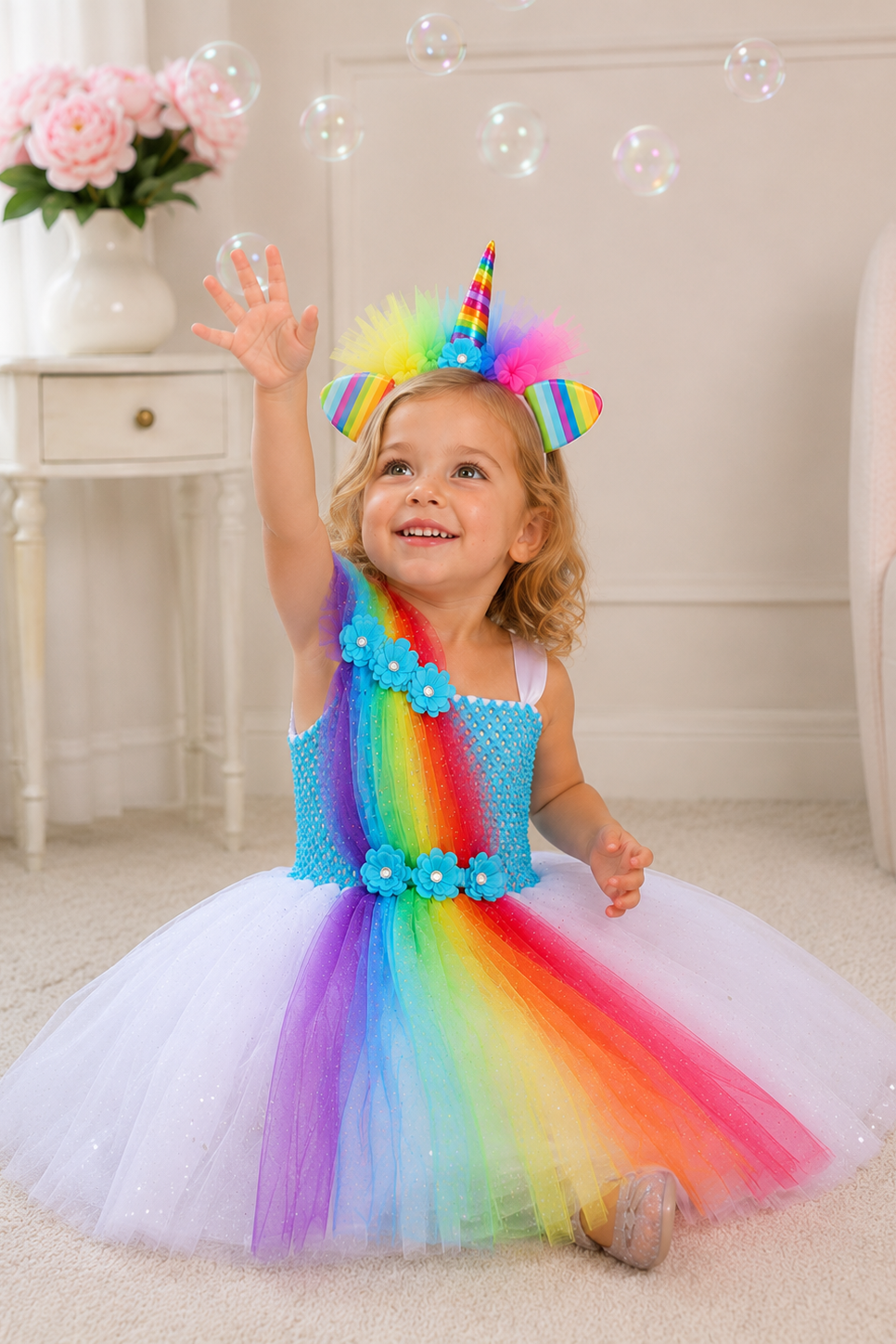 Rainbow Pony Magic Tutu Dress & Unicorn Headband Set