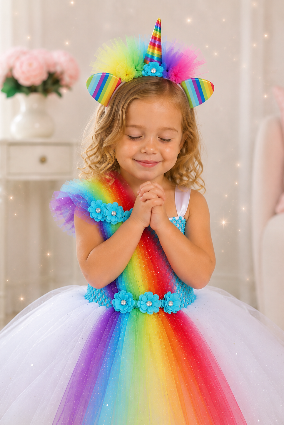 Rainbow Pony Magic Tutu Dress & Unicorn Headband Set