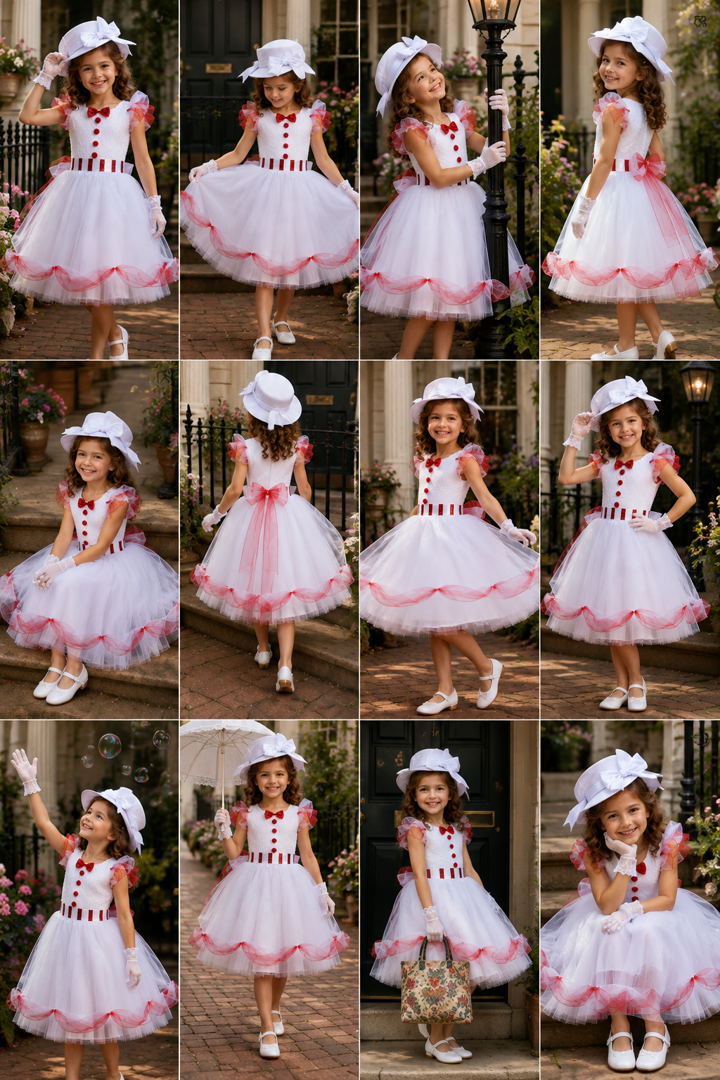 Jolly Holiday Mary Poppins Tutu Dress Set – Dress, Hat & Lace Gloves