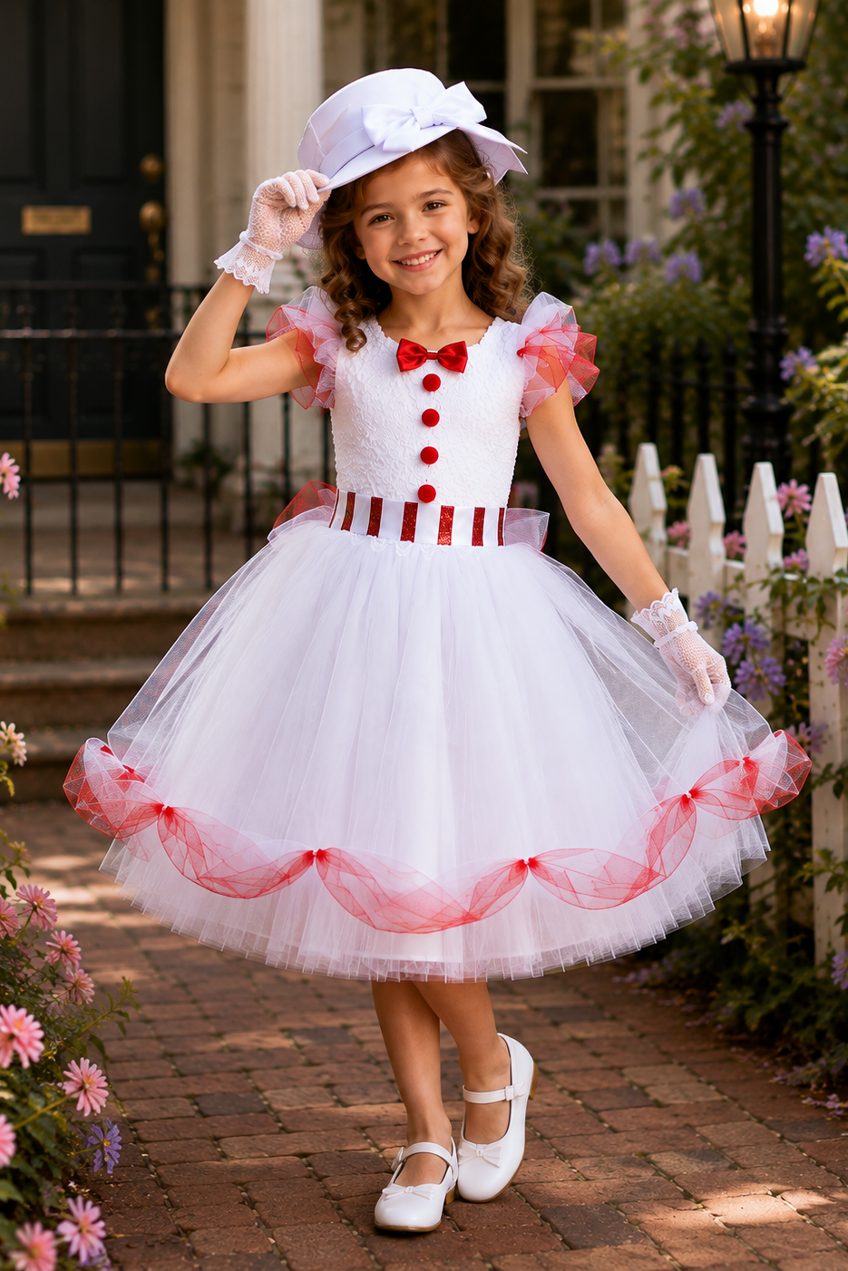 Jolly Holiday Mary Poppins Tutu Dress Set – Dress, Hat & Lace Gloves