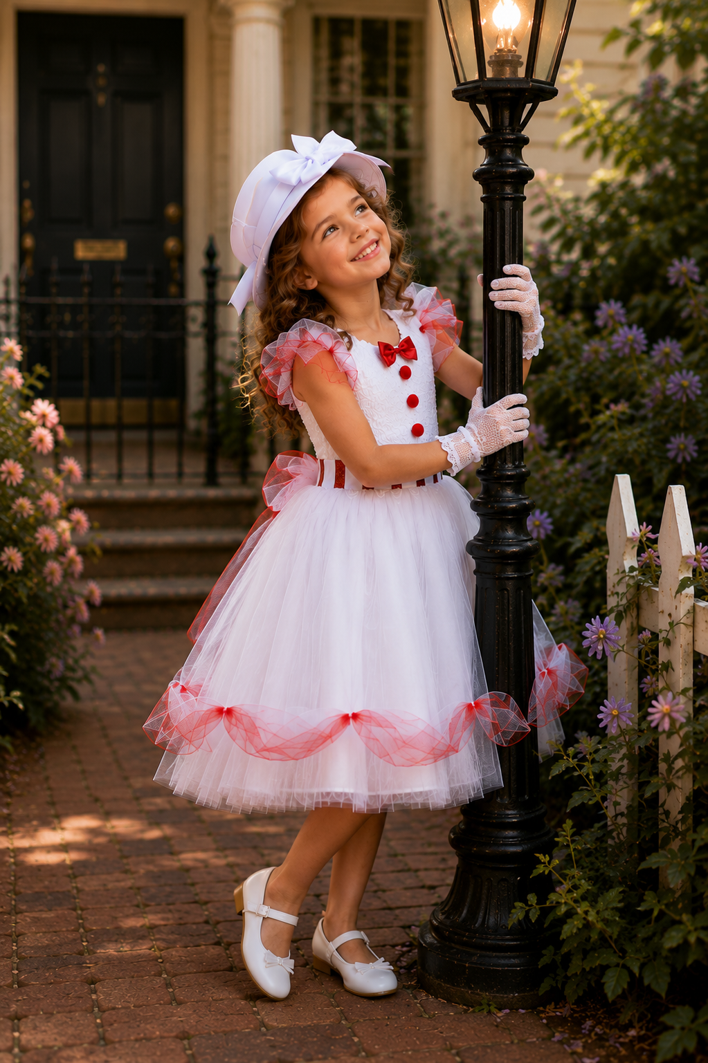 Jolly Holiday Mary Poppins Tutu Dress Set – Dress, Hat & Lace Gloves