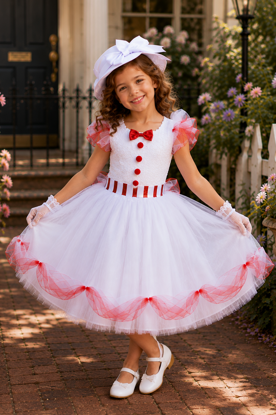 Jolly Holiday Mary Poppins Tutu Dress Set – Dress, Hat & Lace Gloves