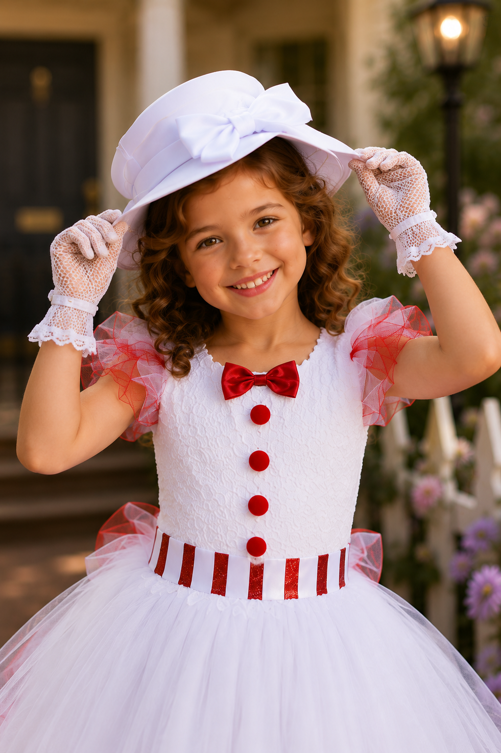 Jolly Holiday Mary Poppins Tutu Dress Set – Dress, Hat & Lace Gloves