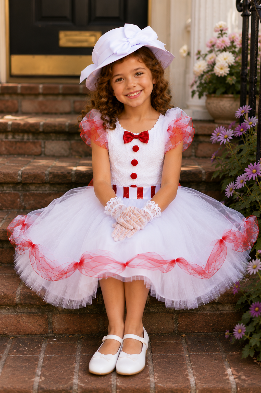 Jolly Holiday Mary Poppins Tutu Dress Set – Dress, Hat & Lace Gloves