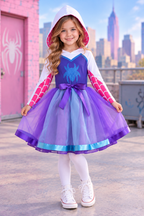 Ghost Spider Web-Slinger Girls Hooded Tutu Dress Costume