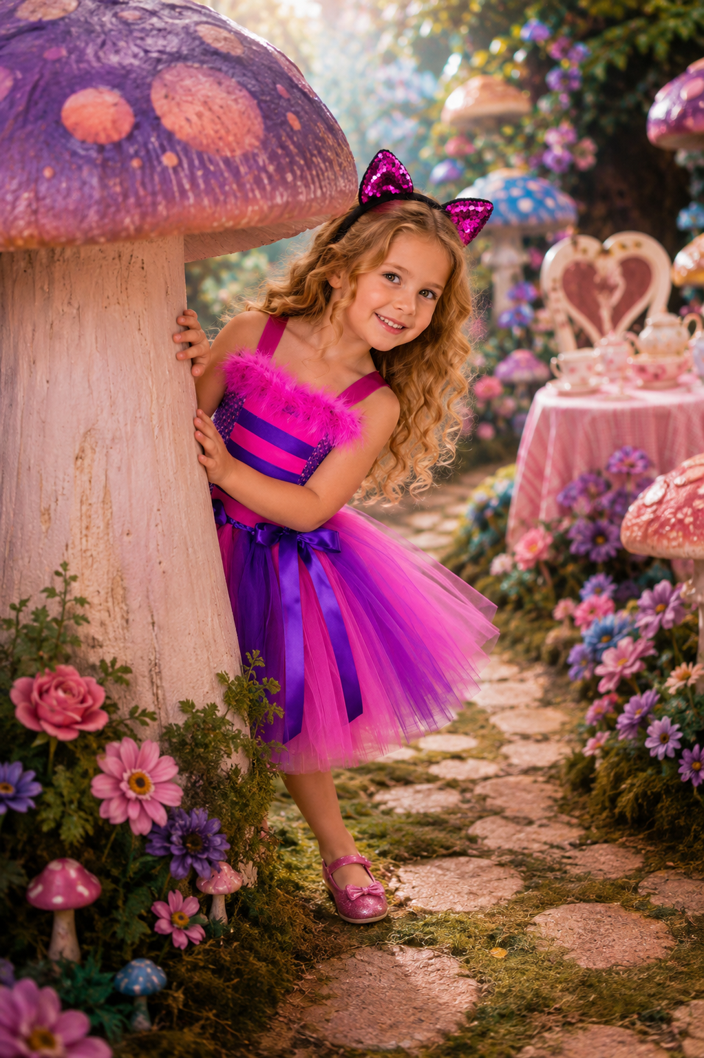Cheshire's Wonderland Whimsy Tutu Dress & Accessory Set