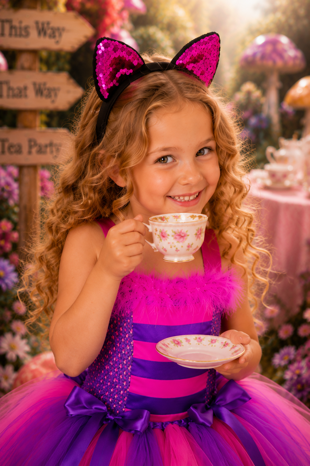 Cheshire's Wonderland Whimsy Tutu Dress & Accessory Set