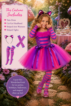 Cheshire's Wonderland Whimsy Tutu Dress & Accessory Set