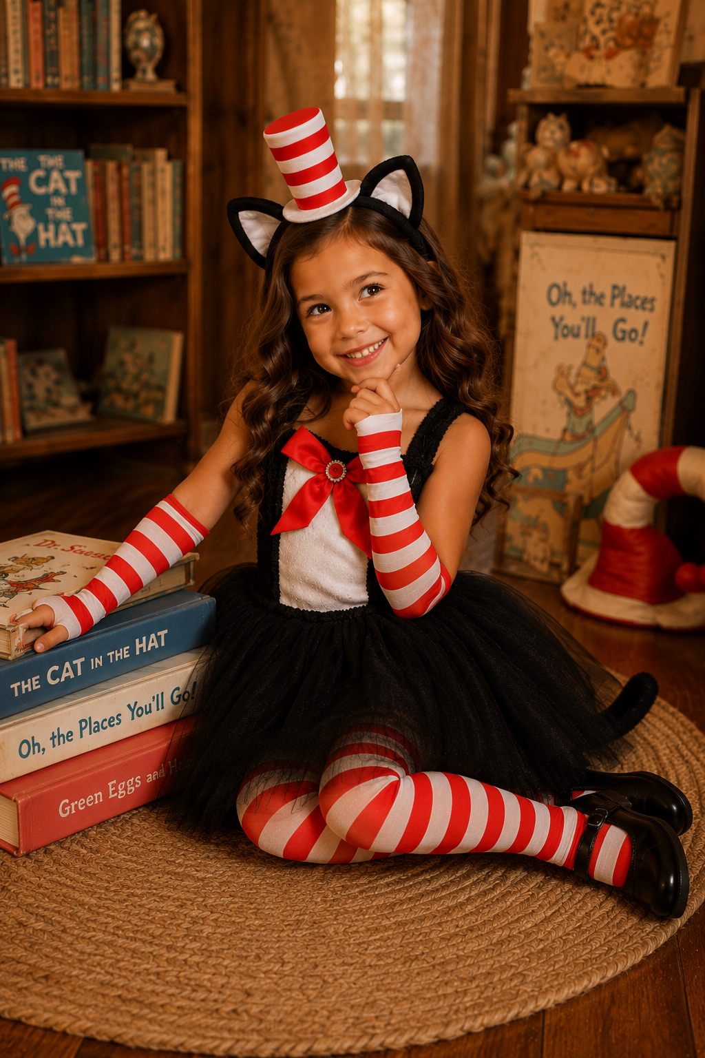 The Cat's Whimsical Adventure Tutu Dress, Hat & Accessory Set
