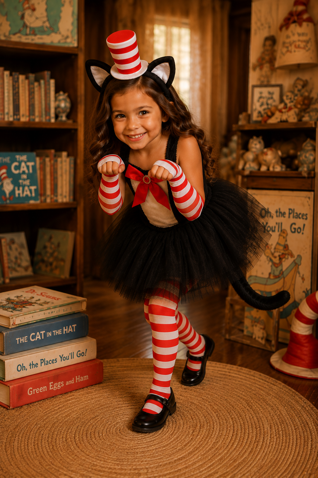 The Cat's Whimsical Adventure Tutu Dress, Hat & Accessory Set