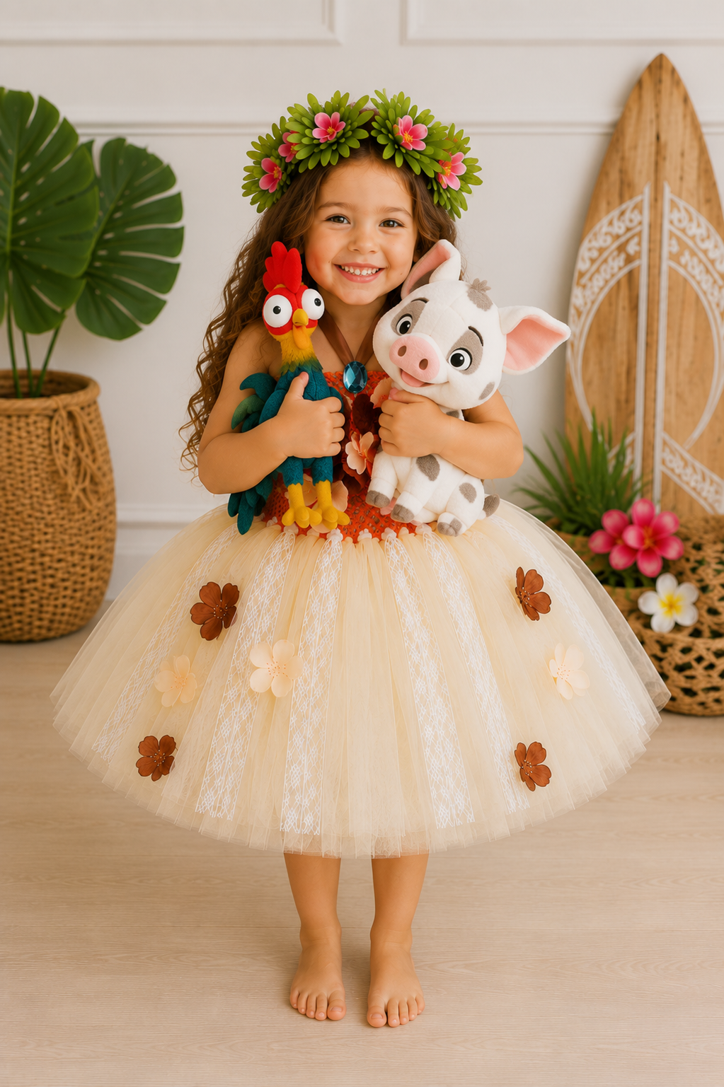 Moana’s Island Wayfinder Tutu Dress & Tropical Flower Crown Set