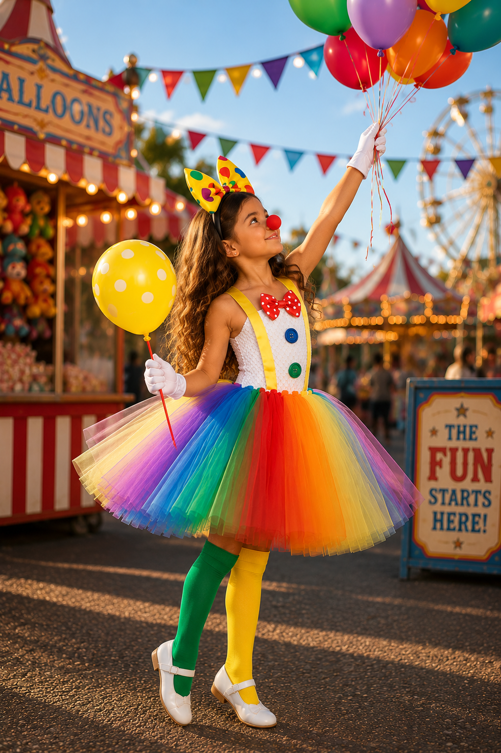 Giggles & Rainbows Clown Princess Tutu Dress & Accessory Set
