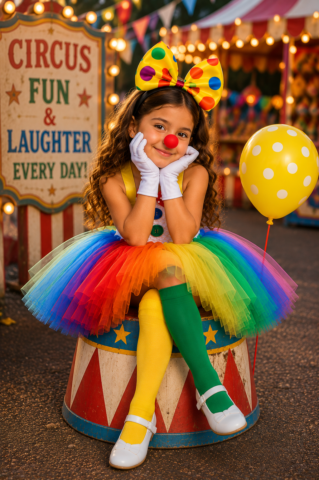 Giggles & Rainbows Clown Princess Tutu Dress & Accessory Set