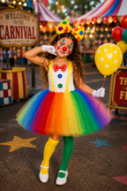 Giggles & Rainbows Clown Princess Tutu Dress & Accessory Set