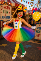 Giggles & Rainbows Clown Princess Tutu Dress & Accessory Set
