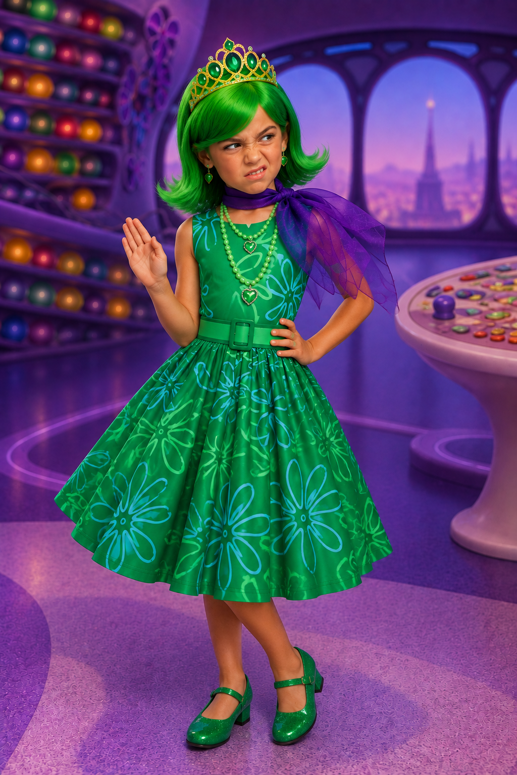 Joy & Disgust Emotion-Inspired Twirl Dress Costume Sets