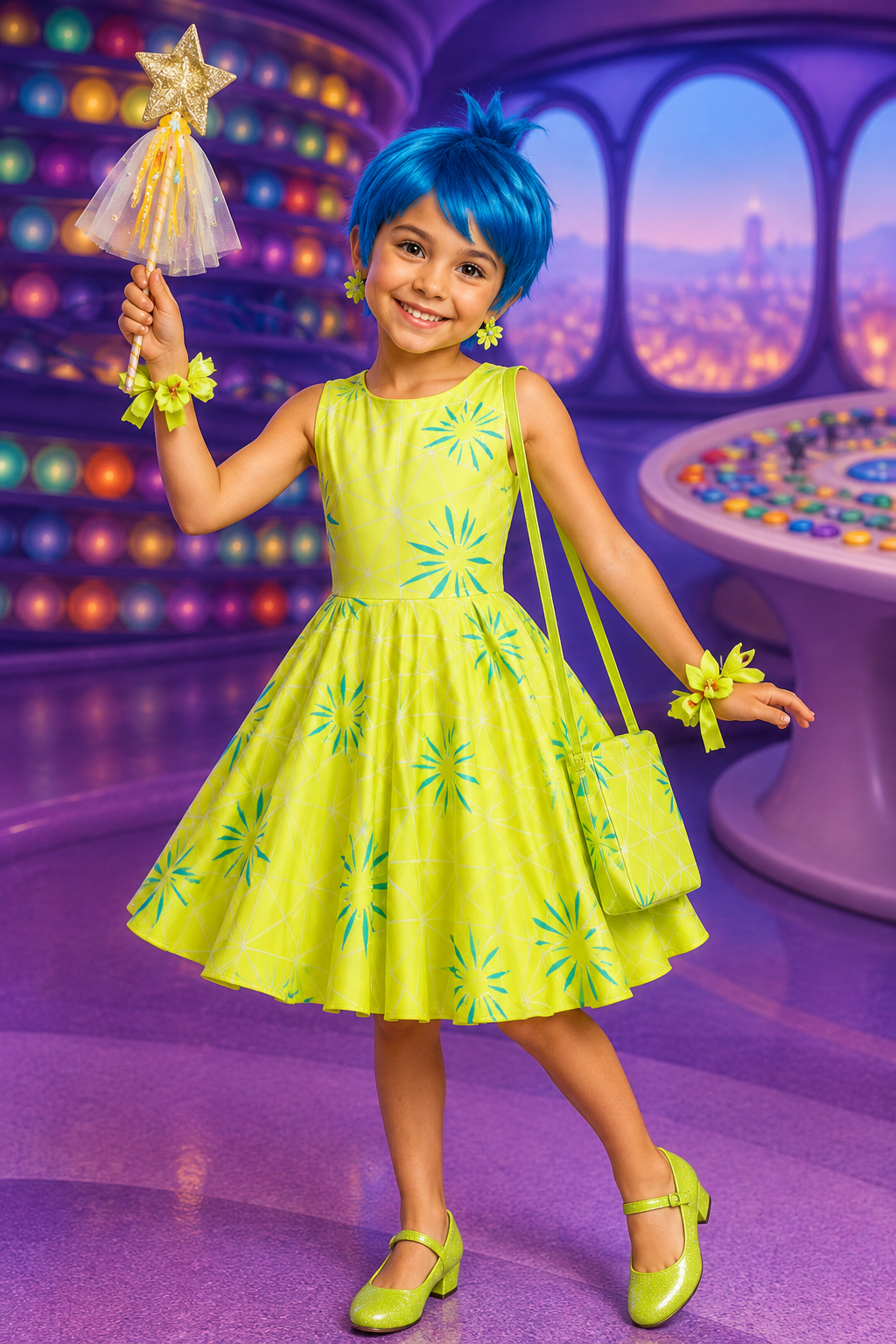 Joy & Disgust Emotion-Inspired Twirl Dress Costume Sets