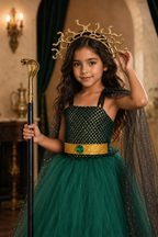 Mystic Medusa Goddess Costume Dress Set for Girls – Snake Crown, Cape & Staff