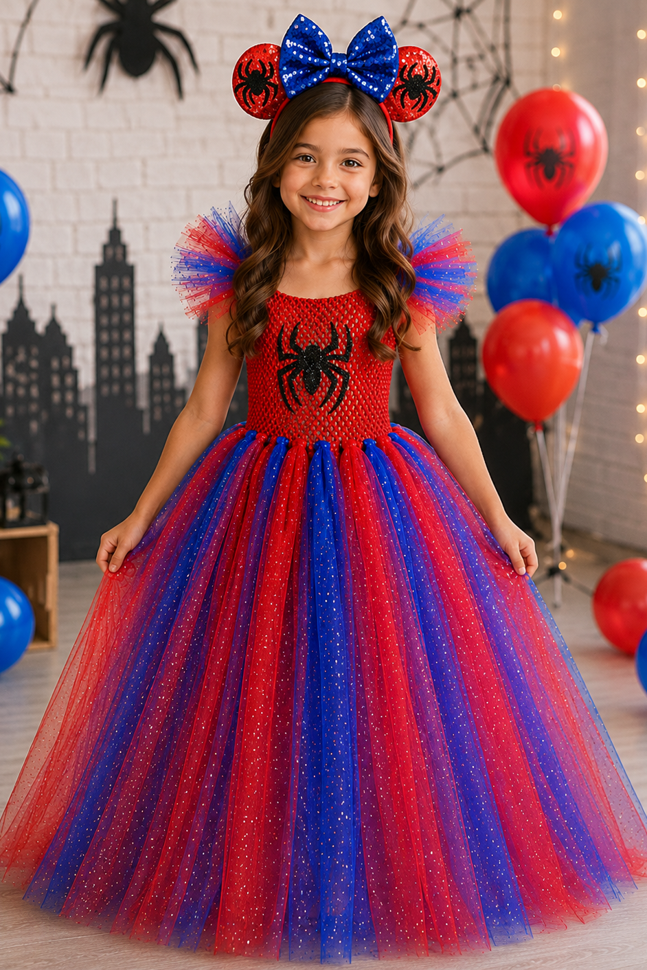Spider-Girl Web-Slinging Tutu Dress & Mouse Ear Headband Set
