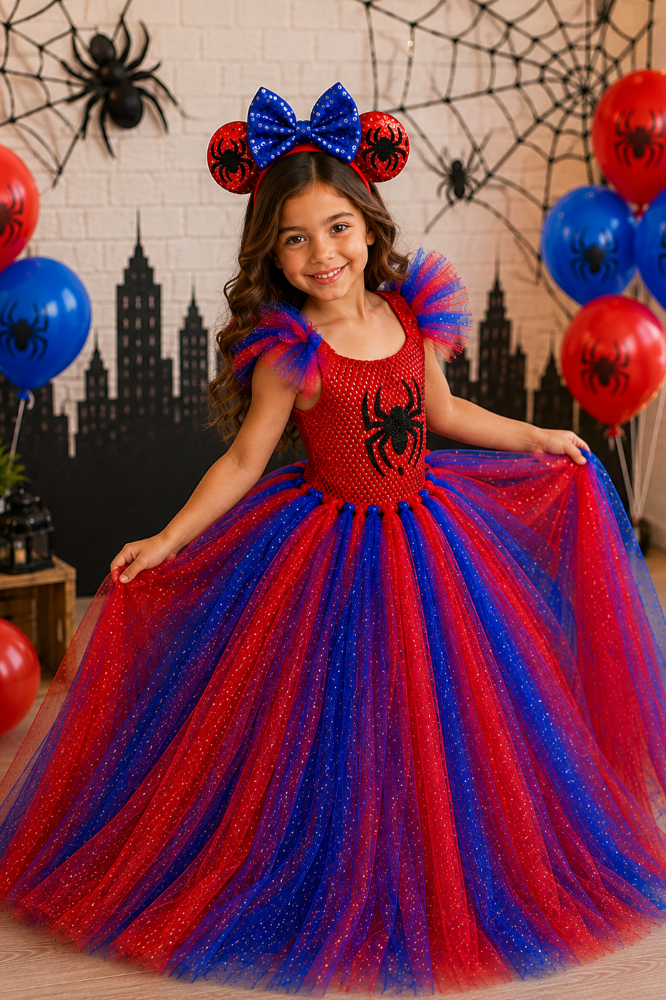 Spider-Girl Web-Slinging Tutu Dress & Mouse Ear Headband Set
