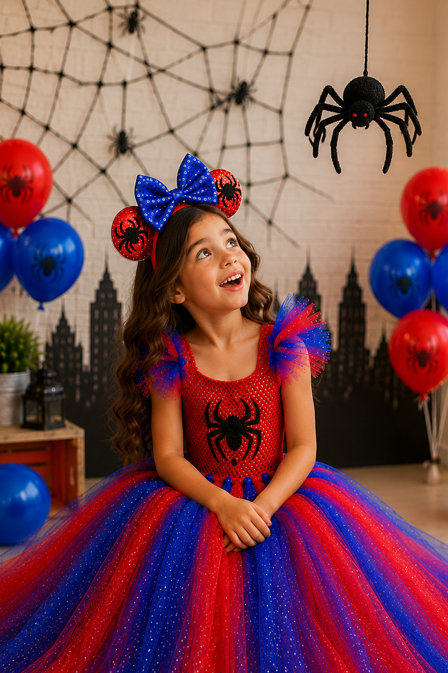 Spider-Girl Web-Slinging Tutu Dress & Mouse Ear Headband Set