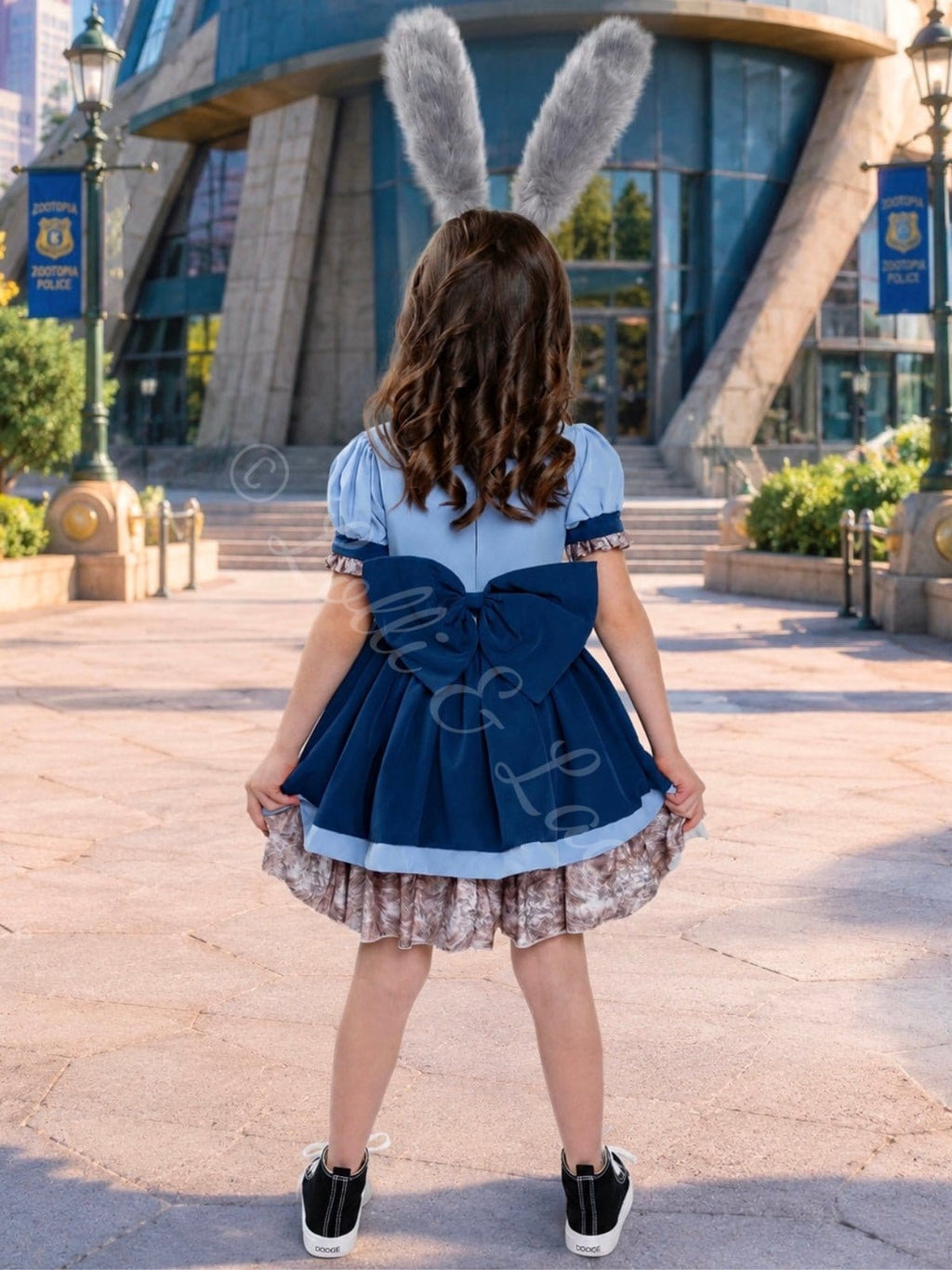 Judy Hopps Inspired Police Dress Costume Set for Girls – Bunny Ears, Carrot & Socks