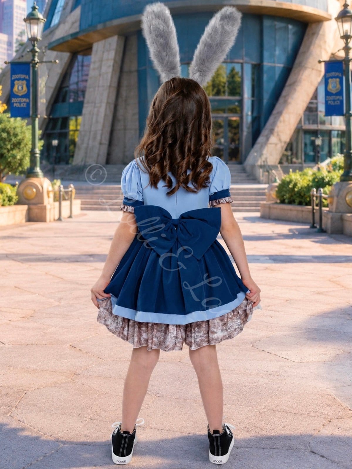 Judy Hopps Inspired Police Dress Costume Set for Girls – Bunny Ears, Carrot & Socks