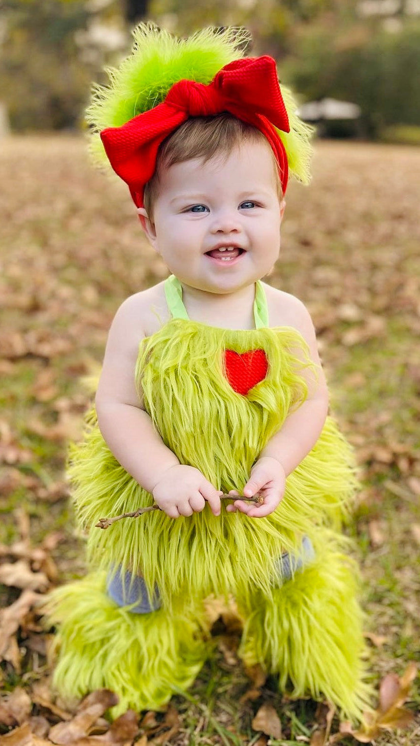 Grinchmas Little Heart Baby Romper & Leg Warmer Set
