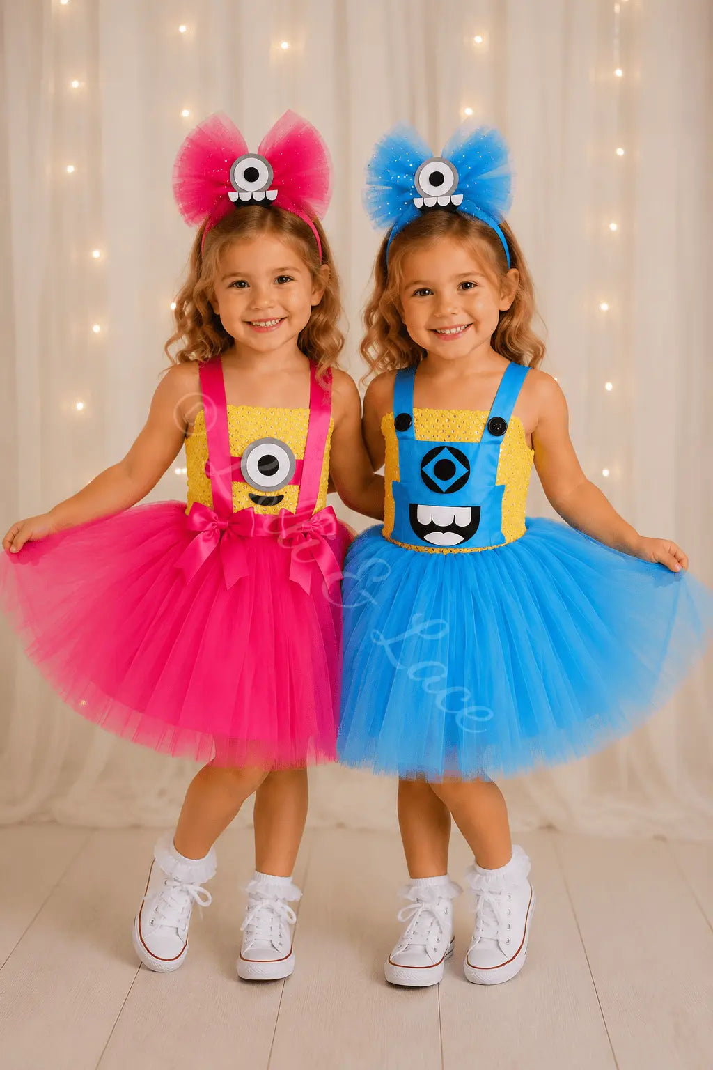 Minion Besties Tutu Dress and Headband Set for Girls in Pink and Blue Minion Inspired Costume