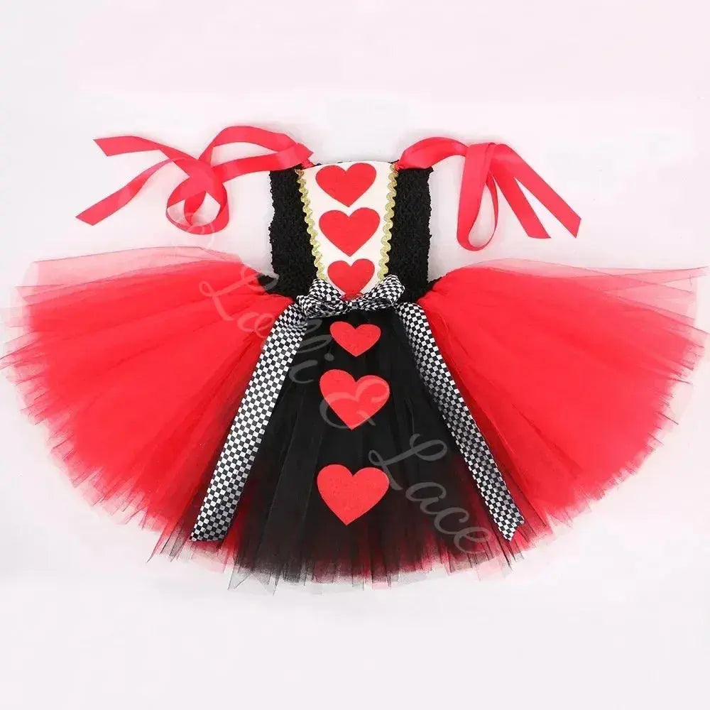 Queen of Hearts Royal Tutu Dress, Crown Headband & Heart Wand Set