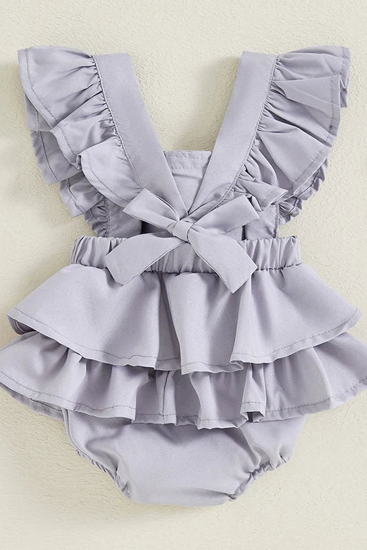 0-18M Lovely Baby Girls Halloween Rompers Dress Ruffles Fly Sleeve Bobbles Lace Patchwork Jumpsuits Bodysuits