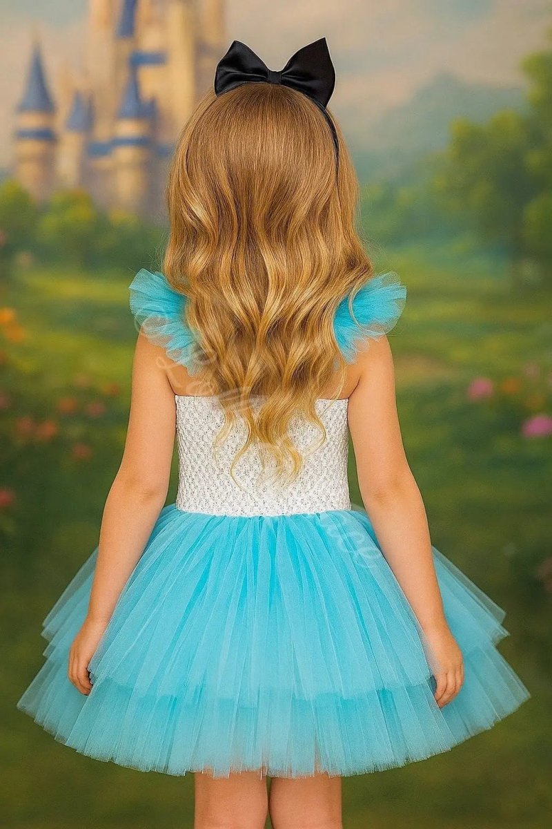 Alice's Wonderland Tea Party Tutu Dress & Bow Headband Set