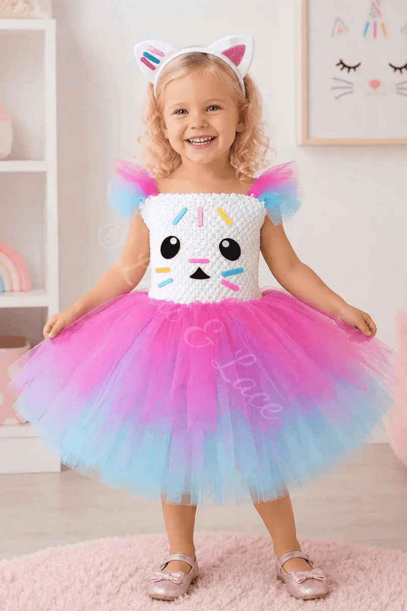 Cakey's Sweet Sprinkle Tutu Dress & Kitty Ear Headband Set