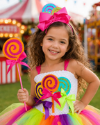 Carnival Candy Cutie Tutu Dress, Lollipop Headband & Wand Costume Set