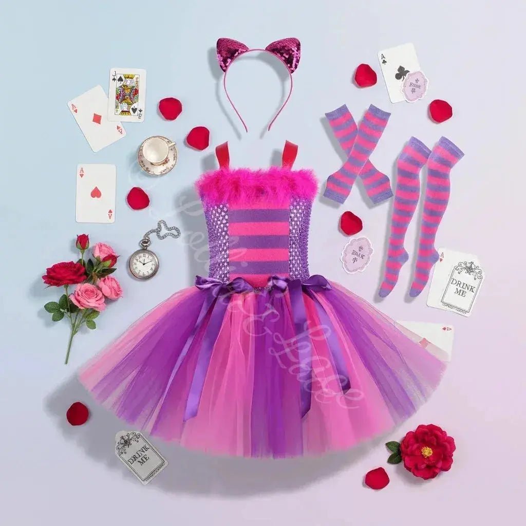 Cheshire's Wonderland Whimsy Tutu Dress & Accessory Set