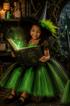 Elphaba's Emerald Enchantment Tutu Dress, Witch Hat & Wand Set
