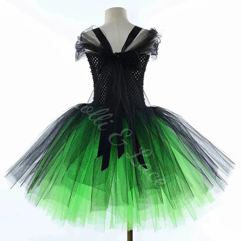 Elphaba's Emerald Enchantment Tutu Dress, Witch Hat & Wand Set